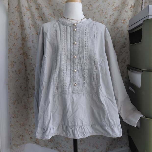 [일본빈티지] 레이스 핀턱 블라우스 아이보리 모리걸