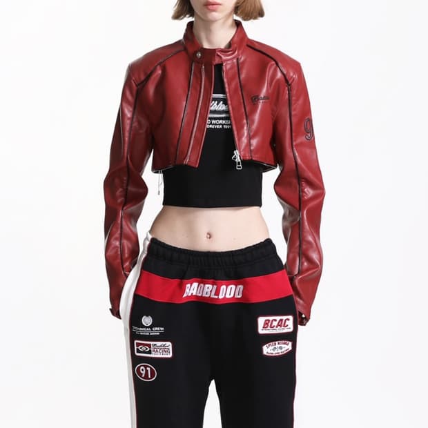 배드블러드 빅터 크롭 레더자켓 레이싱자켓