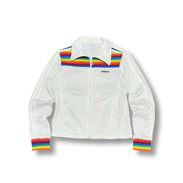 [L] 아디다스 화이트 레인보우 져지 트랙탑