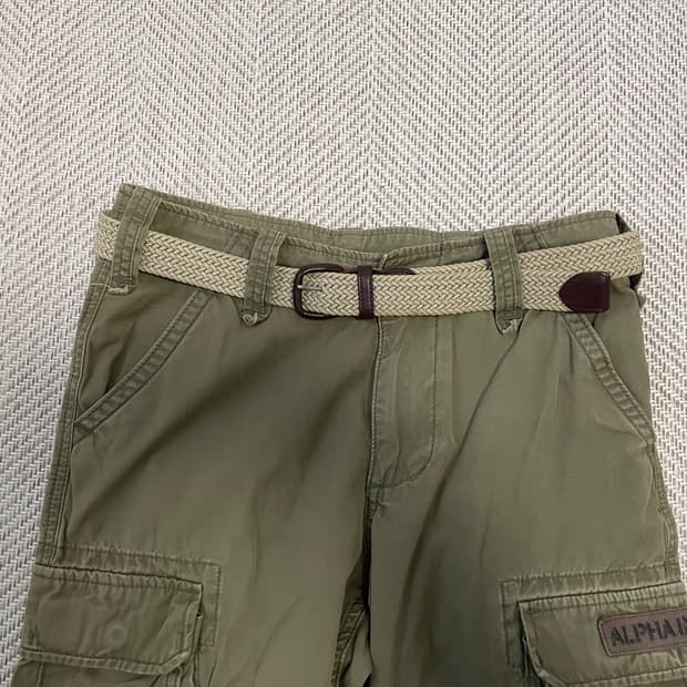 빈티지 웨빙 브라운 벨트 