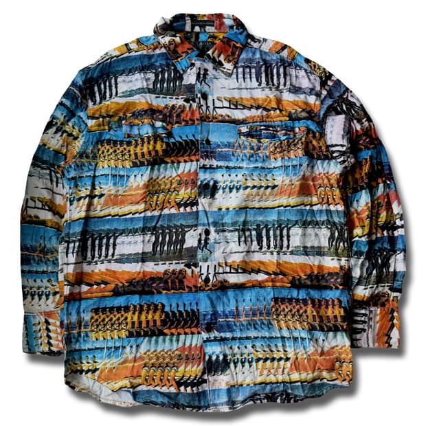 Mossimo 해변 프린트 90s 빈티지 셔츠