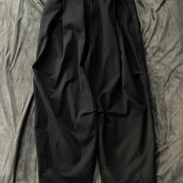 피인오 958 투턱 와이드 코튼 팬츠 블랙 M