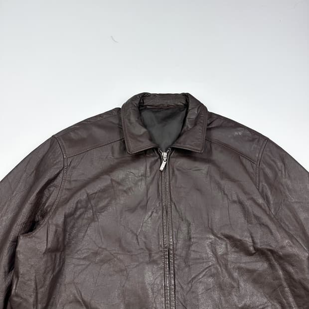 VTG 빈티지 소가죽 브라운 블루종 가죽자켓 (L)
