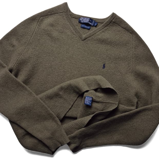 [L] 폴로 랄프로렌 v넥 램스울 니트