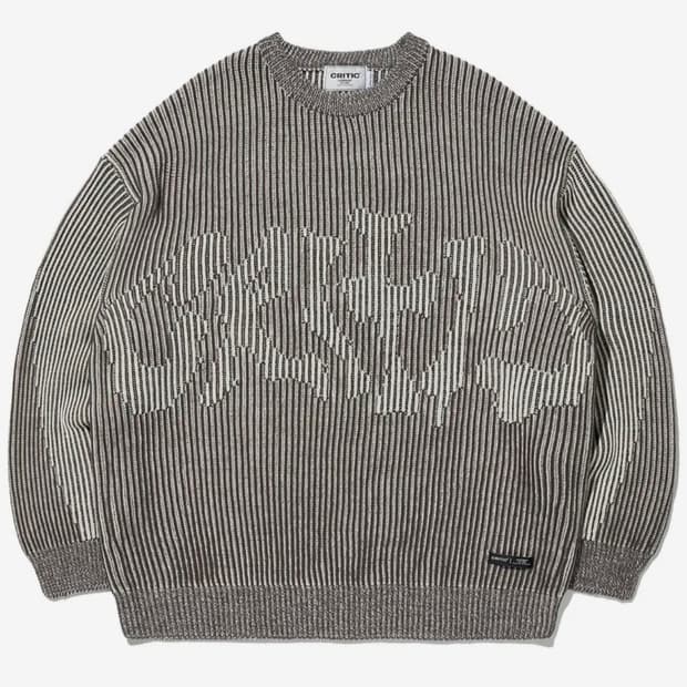 크리틱 고스 로고 니트 다크그레이
