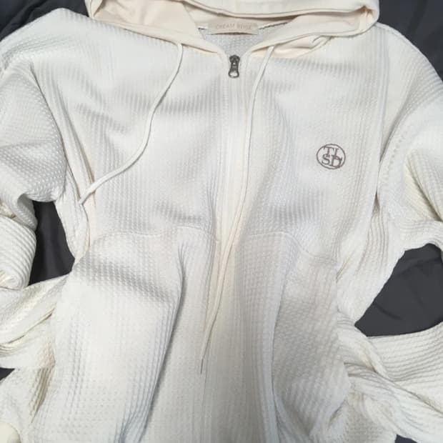 빈티지 아이보리 와플 져지