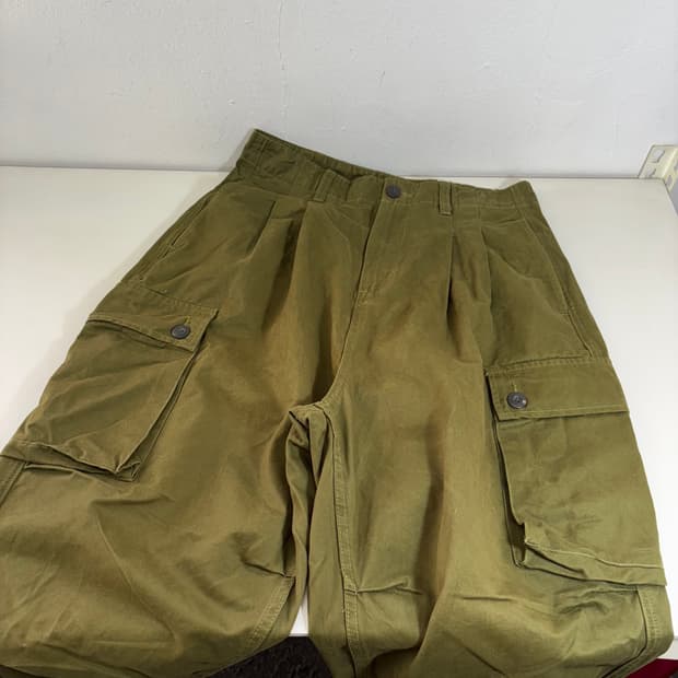 L 빈티지 카키 루즈레귤러핏 코튼 카고팬츠