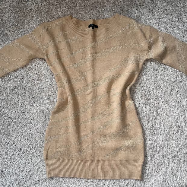 갸루 지브라 브라운 펄 니트 원피스