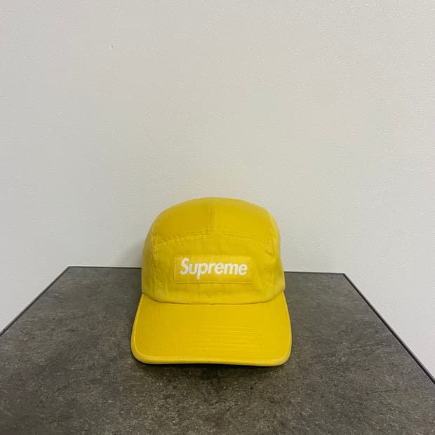 (OS) 슈프림 박스로고 캠프캡 모자 워시드 옐로우