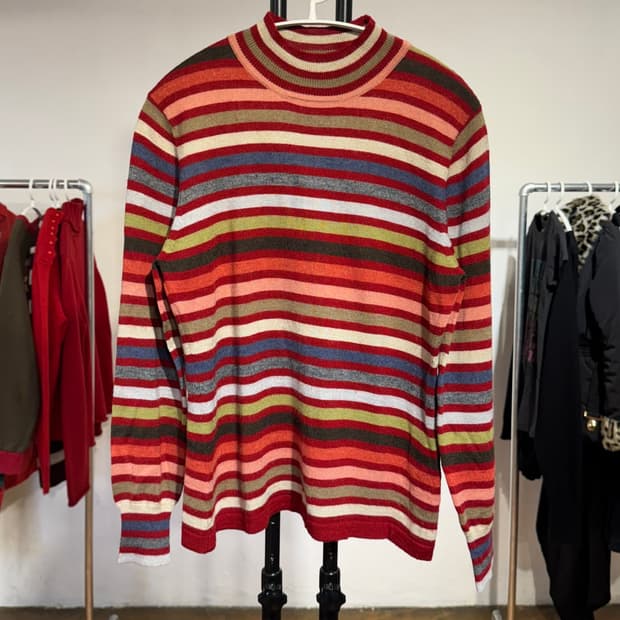 멀티 스트라이프 터틀넥 니트 / 55~66 