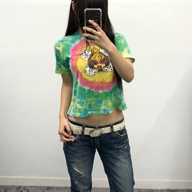 히스테릭글래머 타이다이 크롭 티셔츠