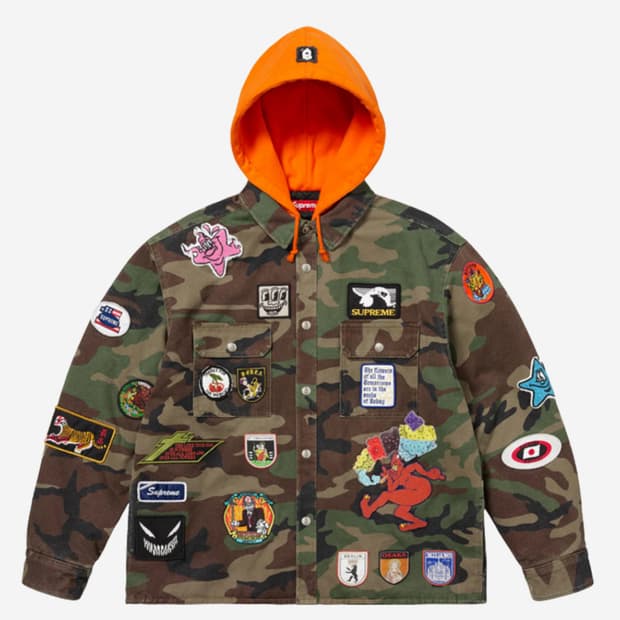 Supreme Patches Hooded Zip Up Shirt M사이즈