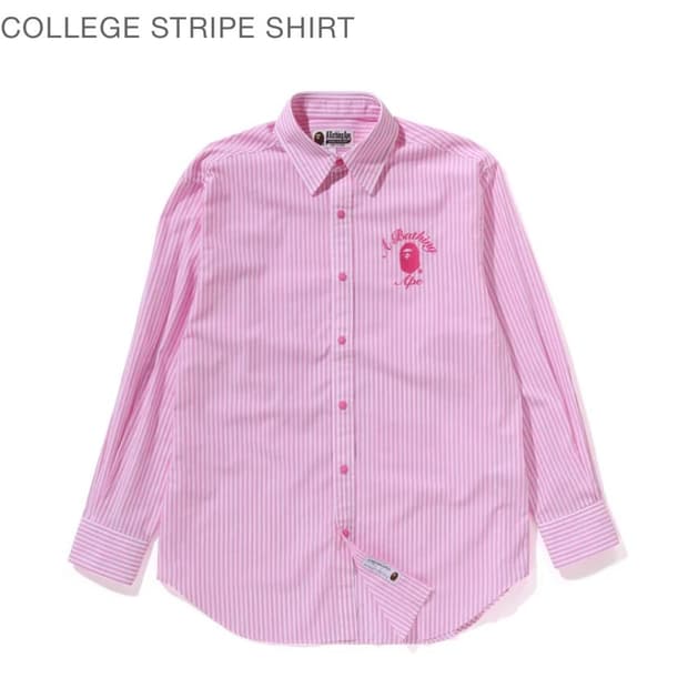 베이프 핑크 스트라이프 셔츠 S
