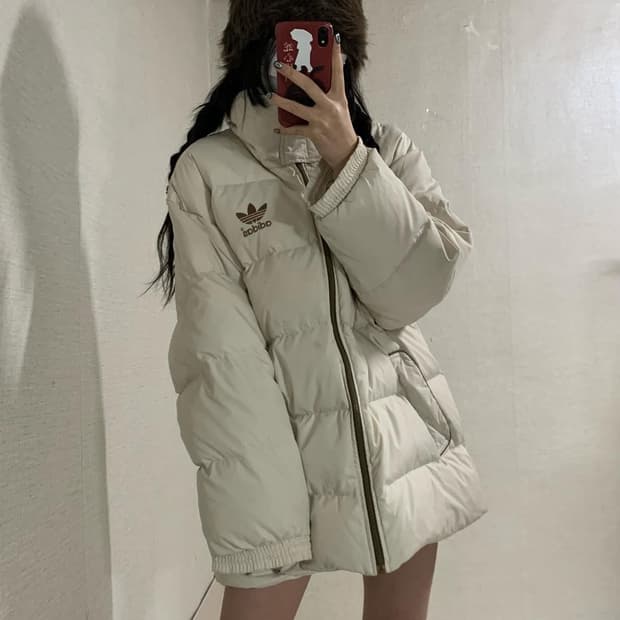 빈티지) 아디다스 대대장 올드 마시멜로우 패딩 라떼갸루 브라운 모카 져지
