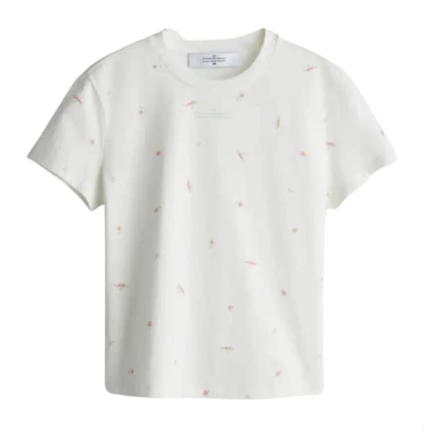 h&m rokh 황록 콜라보 플라워 화이트 티셔츠