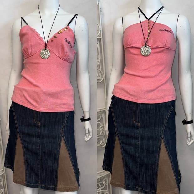 Baby pink button two ways sleeveless