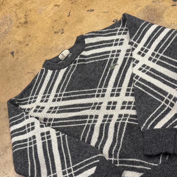 [정품/95] 라코스테 아가일 체크 니트 스웨터 b10
