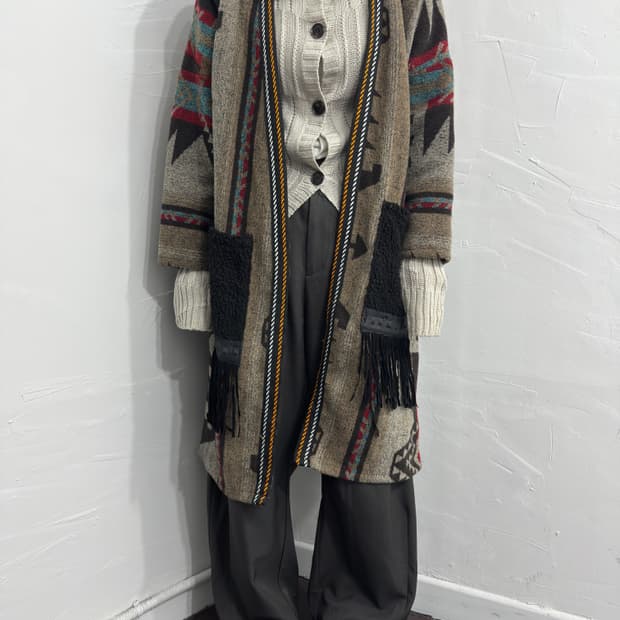 ethnic pattern cardigan
