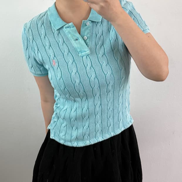 [L] 폴로 스카이 케이블 반팔니트