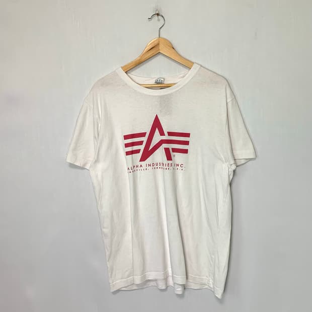 알파인더스트리 USA 반팔 티셔츠 화이트 핫핑크 프린팅 남녀공용 y2k 