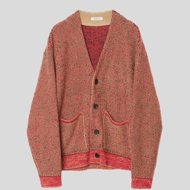 [3] MATSUFUJI 마츠후지 자카드 니트 가디건 레드