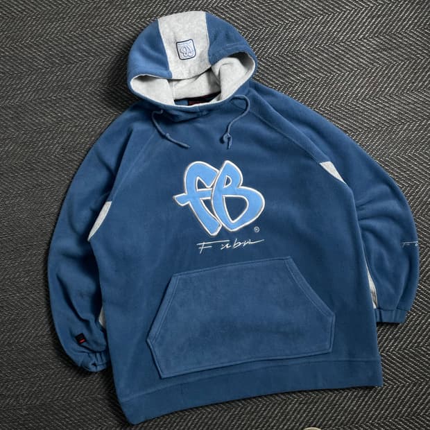 00s FUBU 올드스쿨 빅로고 플리스 후드 티셔츠y 4980