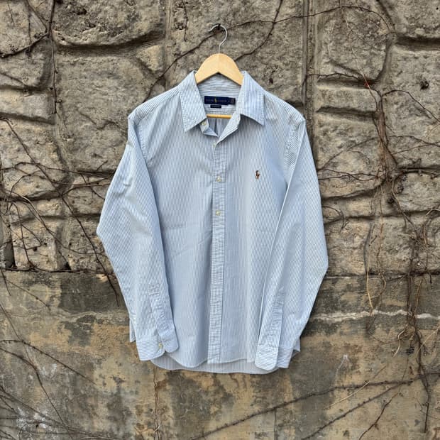 폴로 랄프로렌 빈티지 하늘색 스트라이프 클래식 핏 셔츠 L