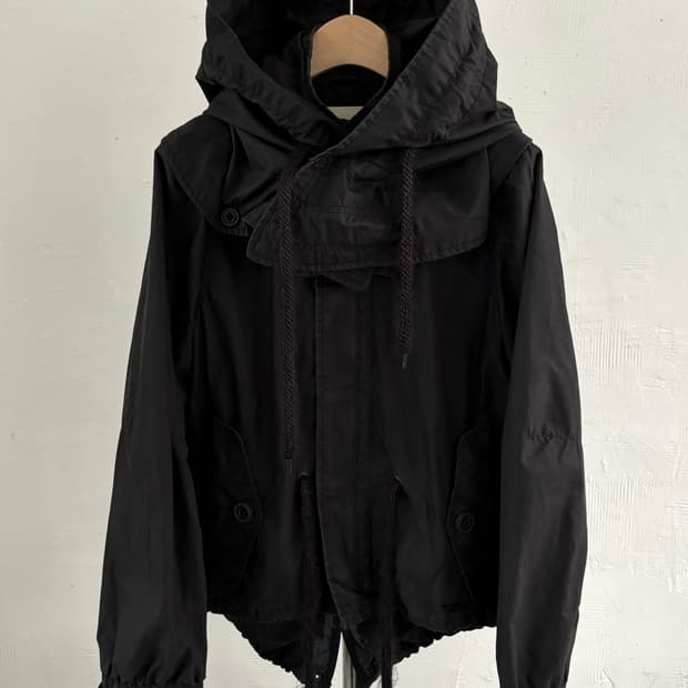 Diesel 디젤 밀리터리 블랙 크롭 후드 자켓