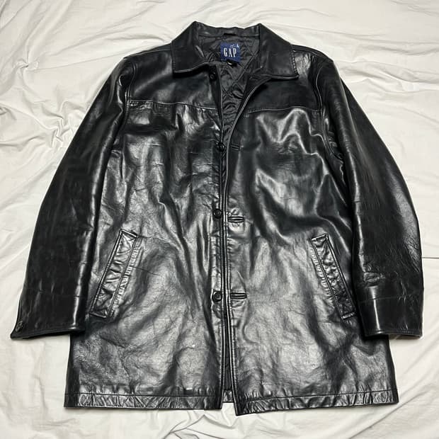 [L] GAP 올드 갭 레더 카코트 블랙