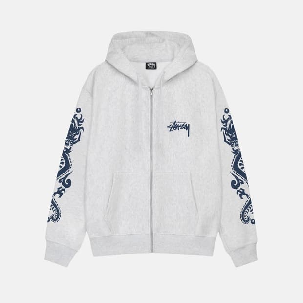 스투시 DRAGONS ZIP HOODIE - ASH HEATHER