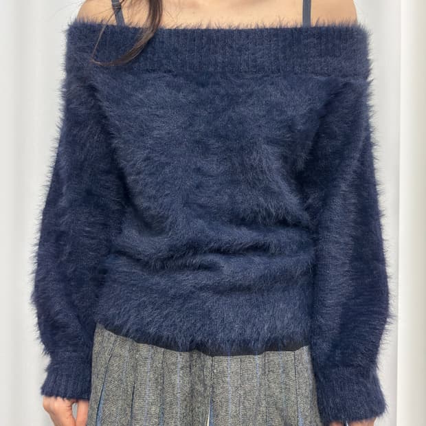 banana republic fur knit offshoulder top
