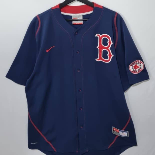 오버핏 M ) 나이키 X MLB 보스턴레드삭스 네이비 반팔 유니폼 져지