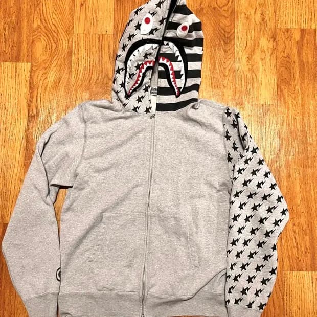 베이프 성조기 샤크후드 그레이 xl 정품