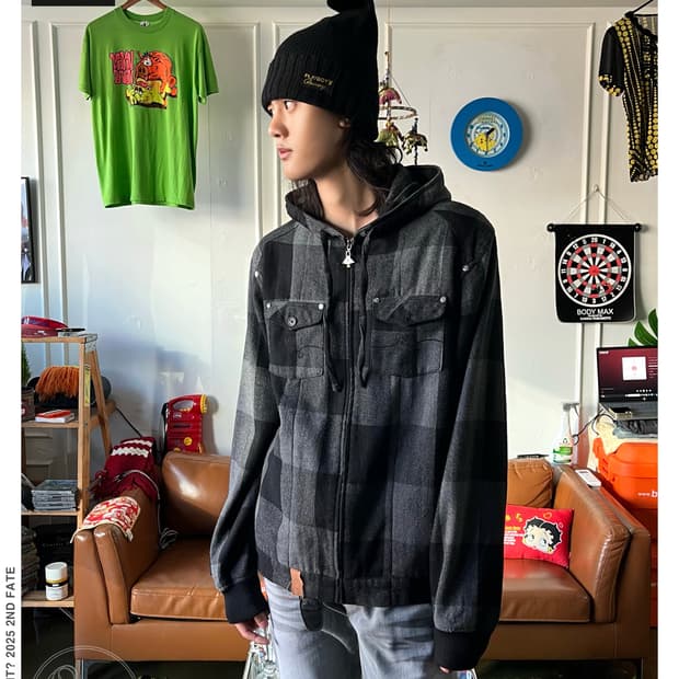 00s LRG Check Pattern Active Hood Jacket