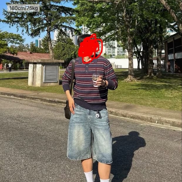 어널러코드 페이드 버뮤다 데님 팬츠 M (미디움블루)