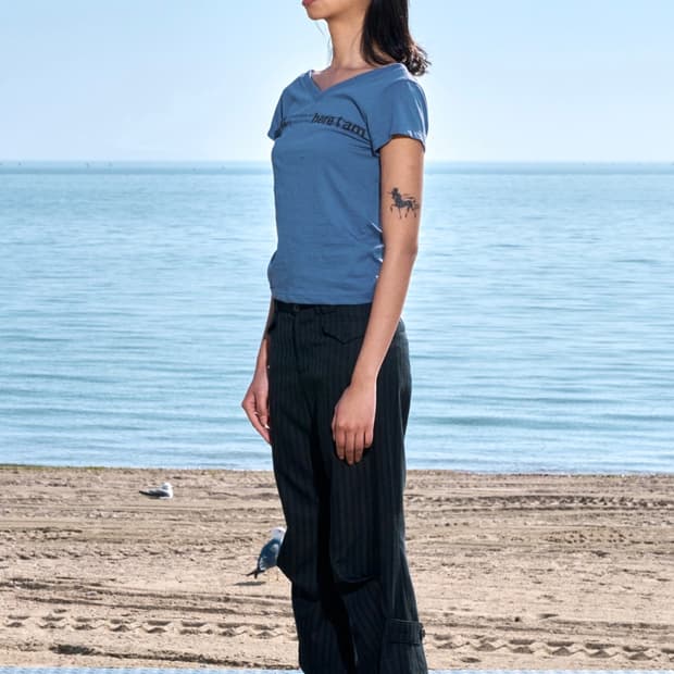 Odlyworkshop Deep Back V Tee, Cove (s)