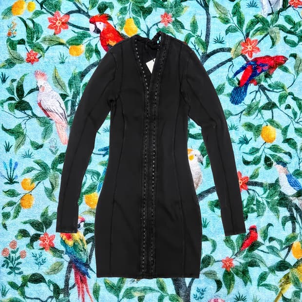 H&M 글렌마틴스 * 리브드 미니 드레스 * 블랙 * S