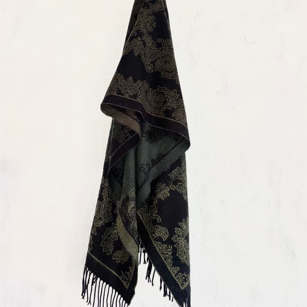 MERCURYDUO 자카드 패턴 숄 머플러 / Khaki Black