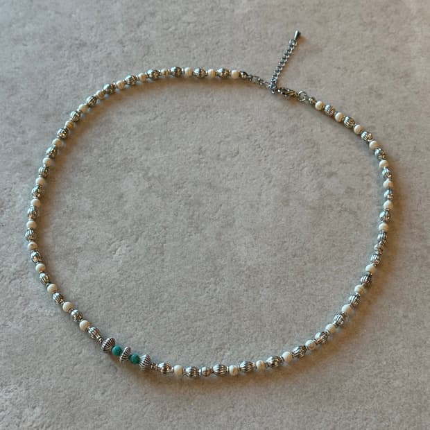 실버 호박석 터키포인트 레이어드 목걸이