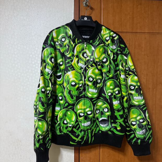 18ss 슈프림 스컬 파인 레더 봄버 자켓 (L)