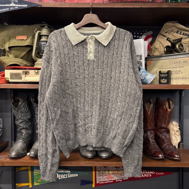 빈티지 보카시 듀얼카라 케이블 니트 스웨터 N161