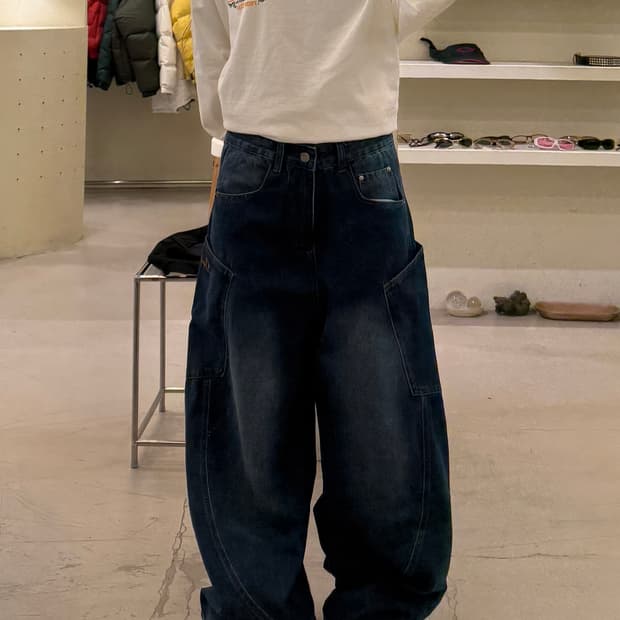 사이드 포켓 와이드 데님 팬츠 U845