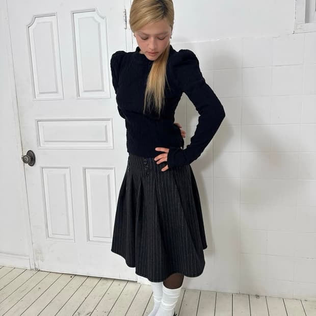 KANARI puff knit -black-