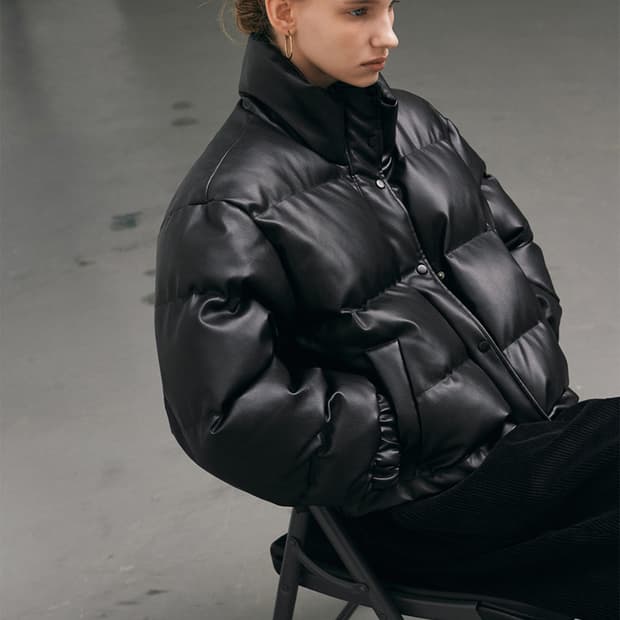 닉앤니콜 여자 가죽 레더 숏패딩 