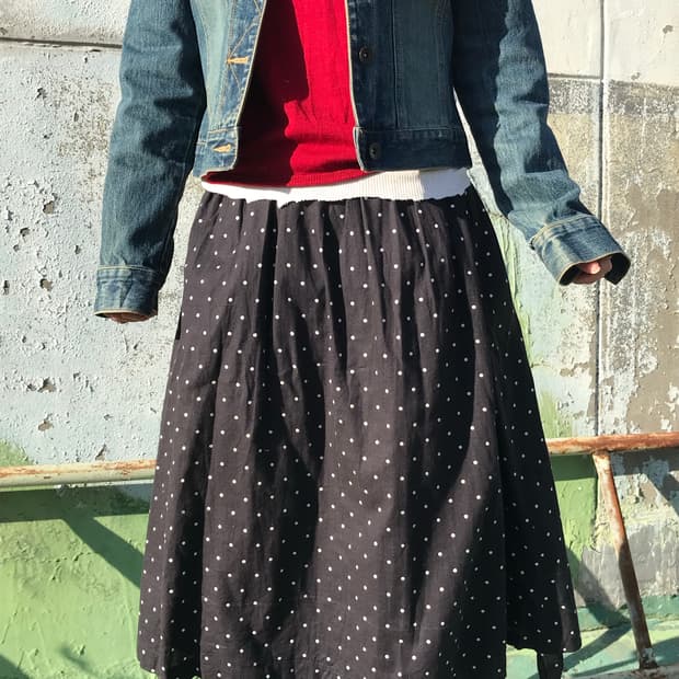 레이어드 도트 스커트 