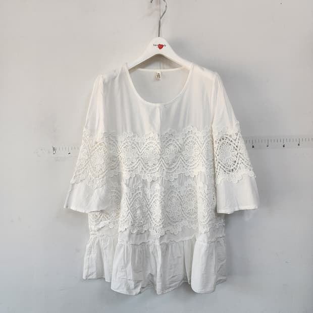 마인스타일 화이트 레이스 블라우스