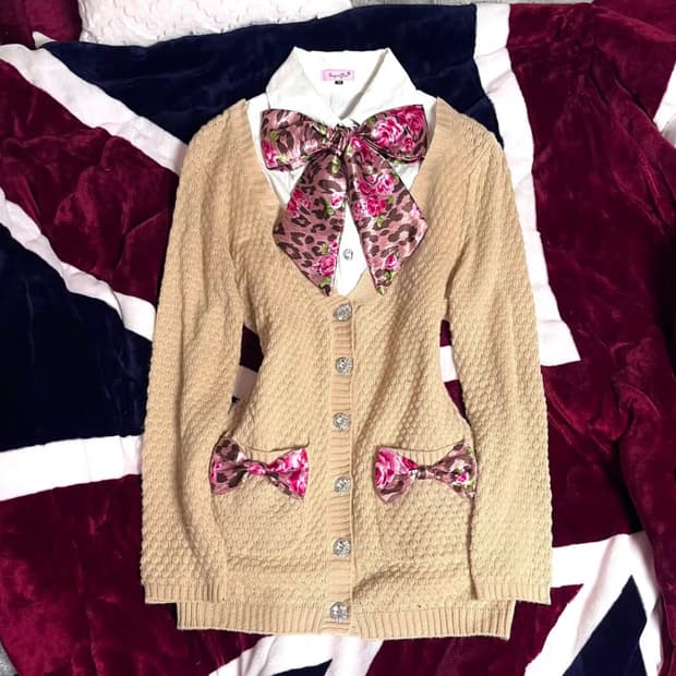 이번주만) ma*rs 마즈 장미 호피 레오파드 코갸루 셋업 히메갸루 리본