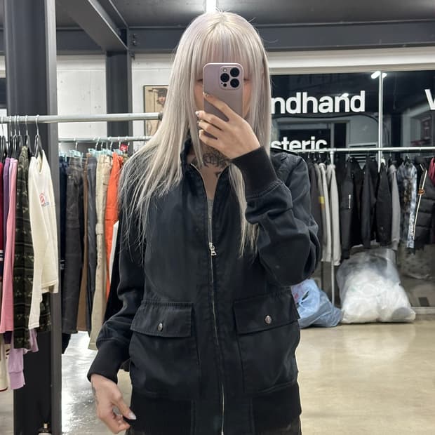 히스테릭 글래머 블랙 블루종 자켓