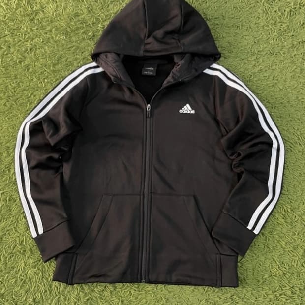 아디다스 블랙 트랙탑 후드 여자 져지집업 90/S