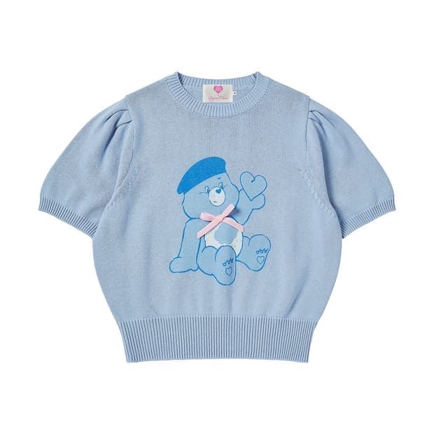 비욘드클로젯 x 케어베어 반팔 니트 스카이블루